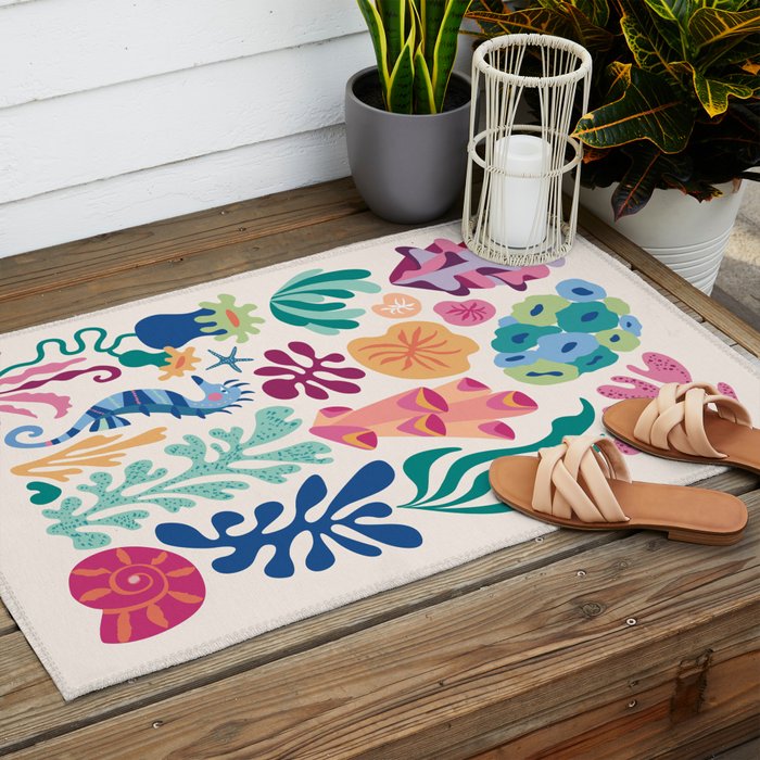 Modern Coral Pattern Outdoor Rug Gallery Image 2