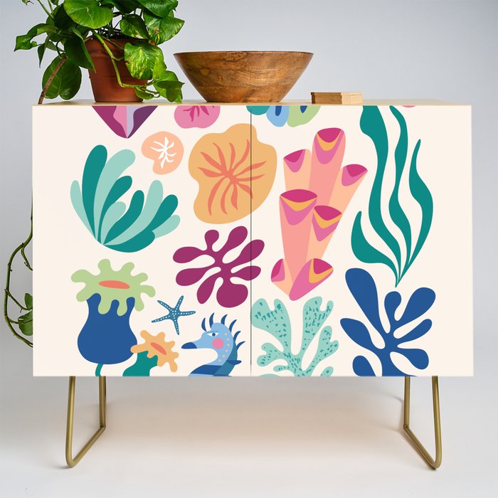 Modern Coral Pattern Credenza Gallery Image 1