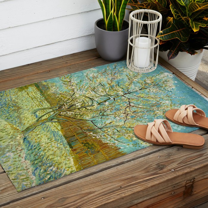 Vincent van Gogh "The pink peach tree" Outdoor Rug Gallery Image 2