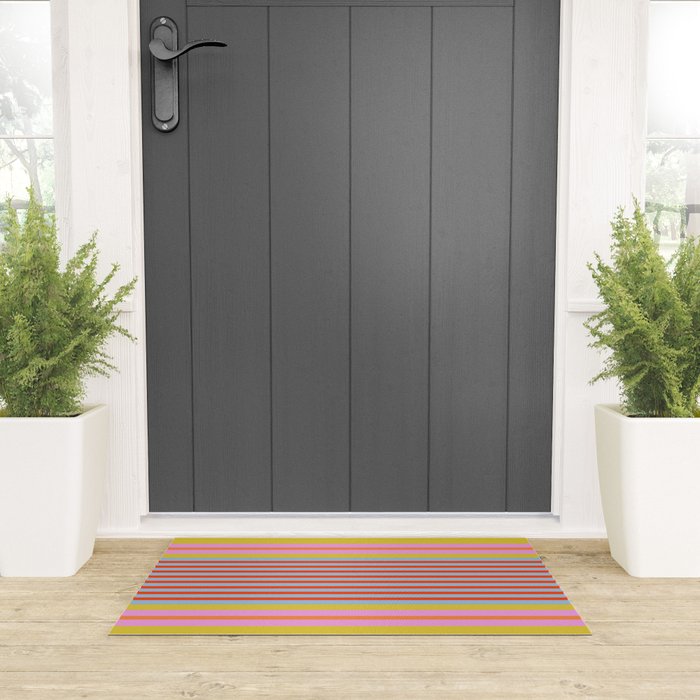 Bold Color Stripes Play Summer Bright Pattern 1 Welcome Mat Gallery Image 3
