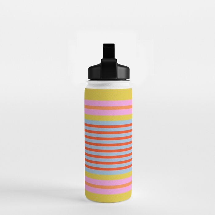 Bold Color Stripes Play Summer Bright Pattern 1 Water Bottle Gallery Image 2