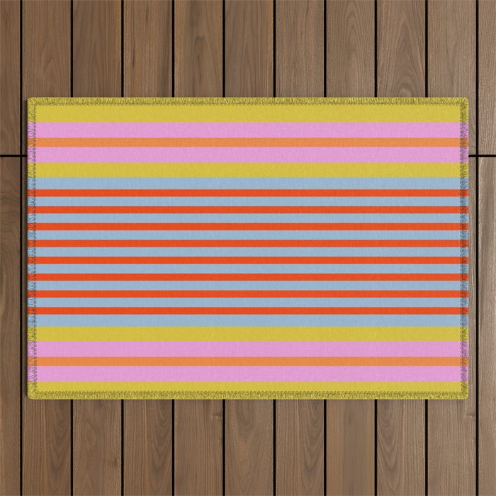 Bold Color Stripes Play Summer Bright Pattern 1 Outdoor Rug Gallery Image 1