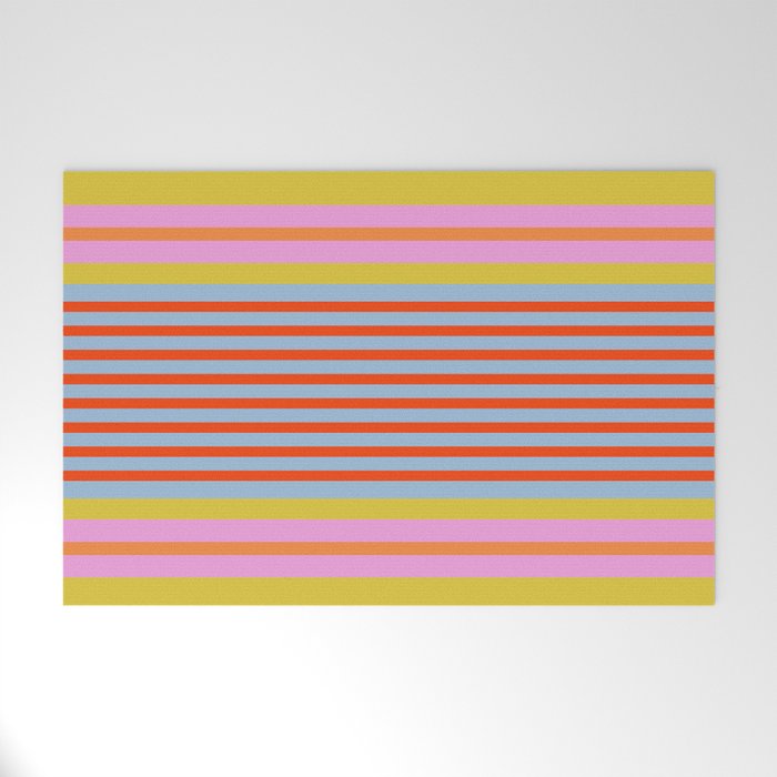 Bold Color Stripes Play Summer Bright Pattern 1 Welcome Mat Gallery Image 1