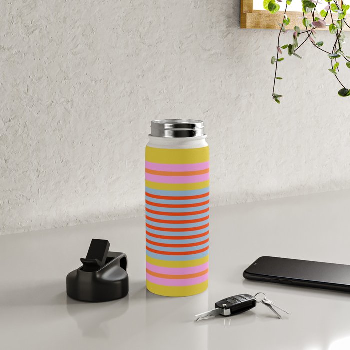 Bold Color Stripes Play Summer Bright Pattern 1 Water Bottle Gallery Image 4