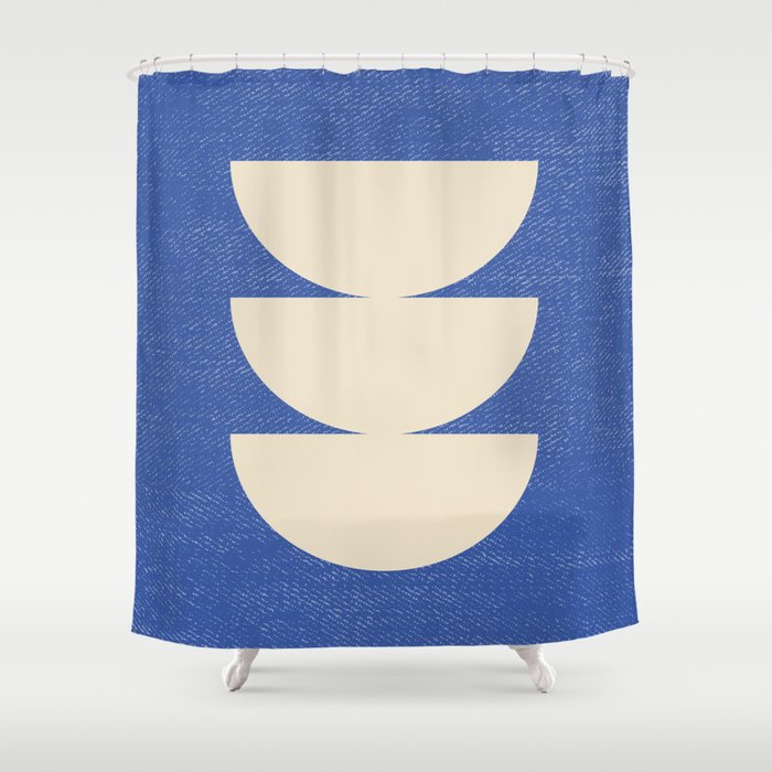 Half Circle 3 - Blue Texture Shower Curtain Gallery Image 1