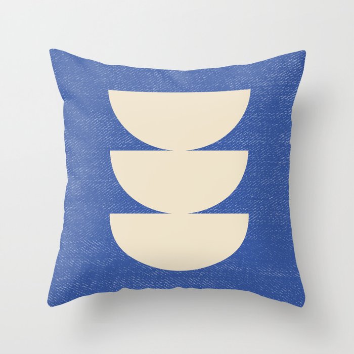 Half Circle 3 - Blue Texture Throw Pillow Gallery Image 1