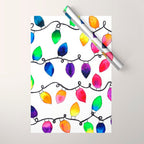 Colorful Christmas Holiday Light Bulbs Wrapping Paper Gallery Image 1