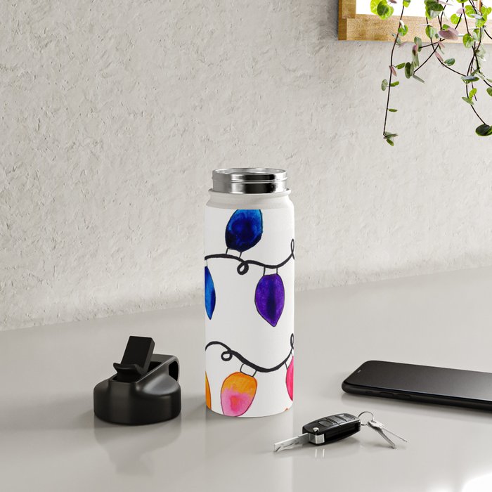 Colorful Christmas Holiday Light Bulbs Water Bottle Gallery Image 4