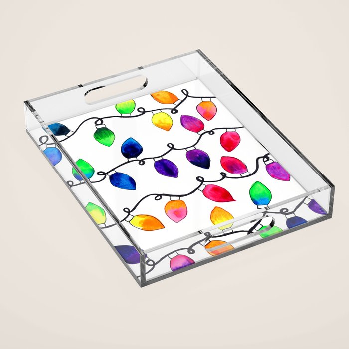 Colorful Christmas Holiday Light Bulbs Acrylic Tray Gallery Image 1