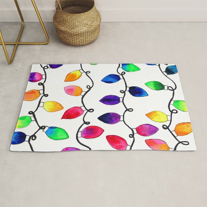 Colorful Christmas Holiday Light Bulbs Rug Gallery Image 1