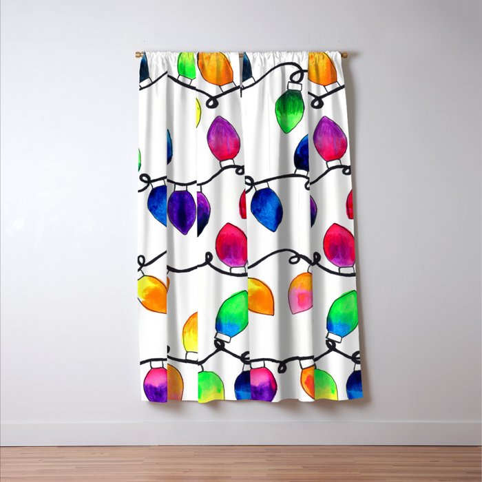 Colorful Christmas Holiday Light Bulbs Window Curtain Gallery Image 3