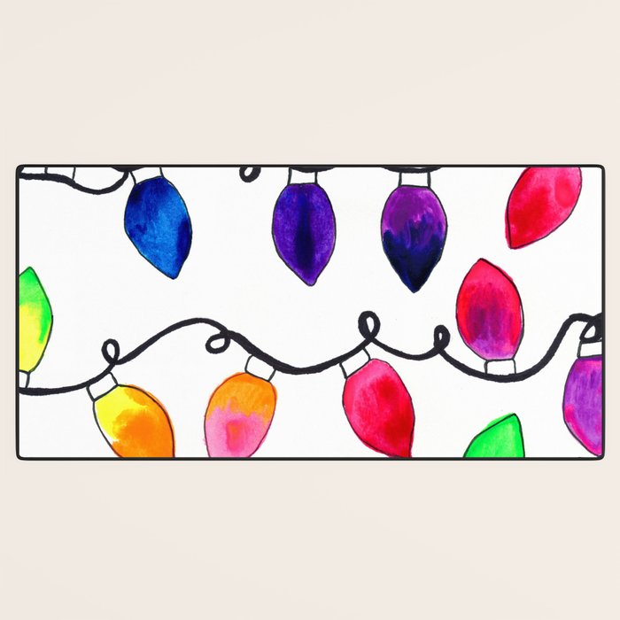 Colorful Christmas Holiday Light Bulbs Desk Mat Gallery Image 3