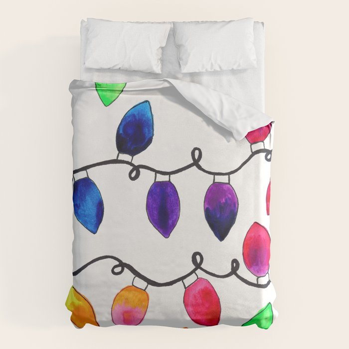 Colorful Christmas Holiday Light Bulbs Duvet Cover Gallery Image 1