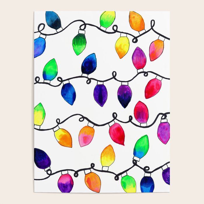 Colorful Christmas Holiday Light Bulbs Poster Gallery Image 1
