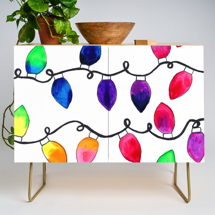 Colorful Christmas Holiday Light Bulbs Credenza Gallery Image 1