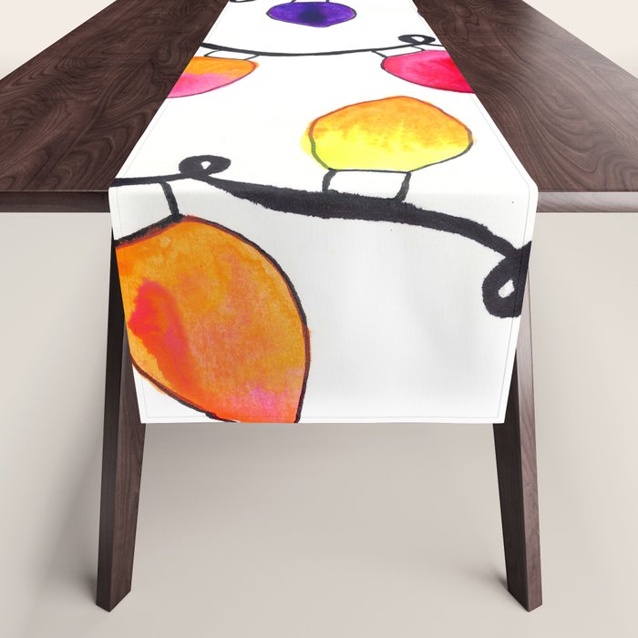 Colorful Christmas Holiday Light Bulbs Table Runner Gallery Image 1