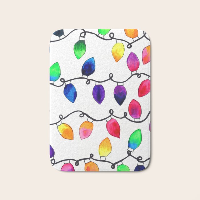 Colorful Christmas Holiday Light Bulbs Bath Mat Gallery Image 1