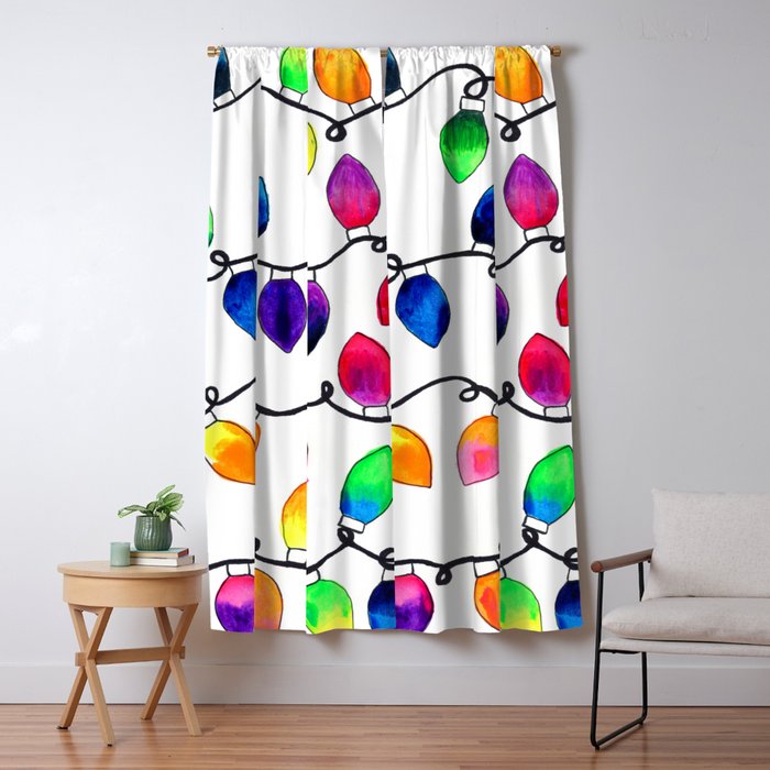 Colorful Christmas Holiday Light Bulbs Window Curtain Gallery Image 5