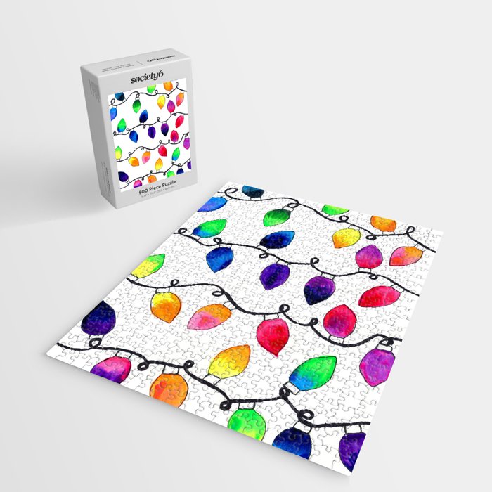 Colorful Christmas Holiday Light Bulbs Jigsaw Puzzle Gallery Image 2