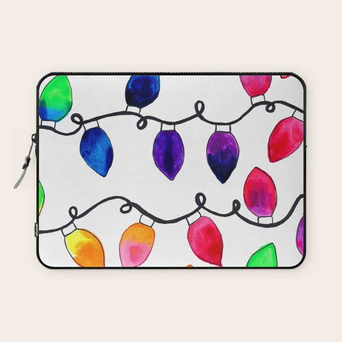 Colorful Christmas Holiday Light Bulbs Laptop Sleeve Gallery Image 1