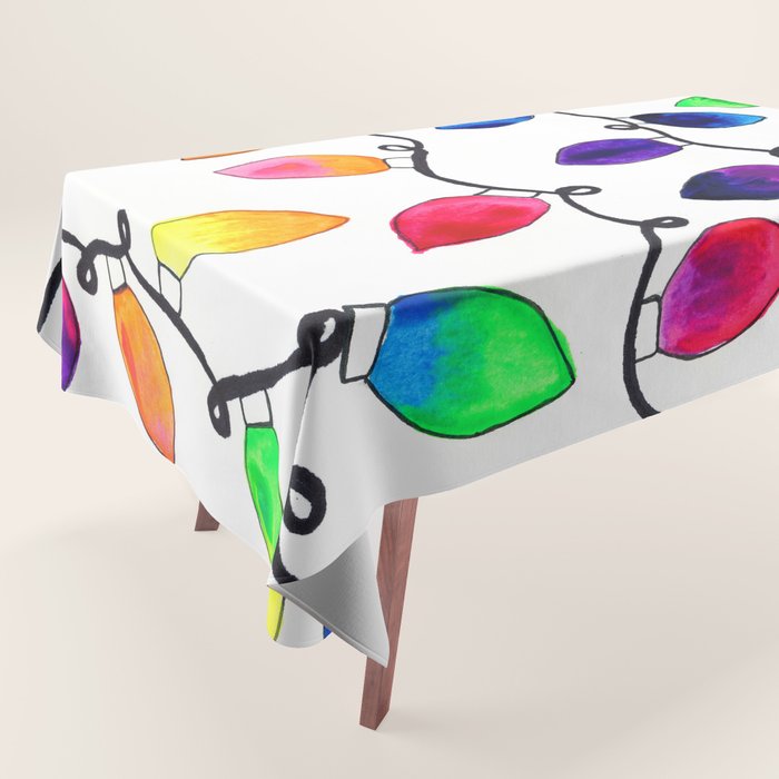 Colorful Christmas Holiday Light Bulbs Tablecloth Gallery Image 1