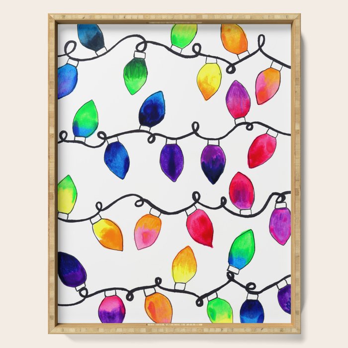 Colorful Christmas Holiday Light Bulbs Serving Tray Gallery Image 1