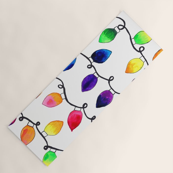 Colorful Christmas Holiday Light Bulbs Yoga Mat Gallery Image 1