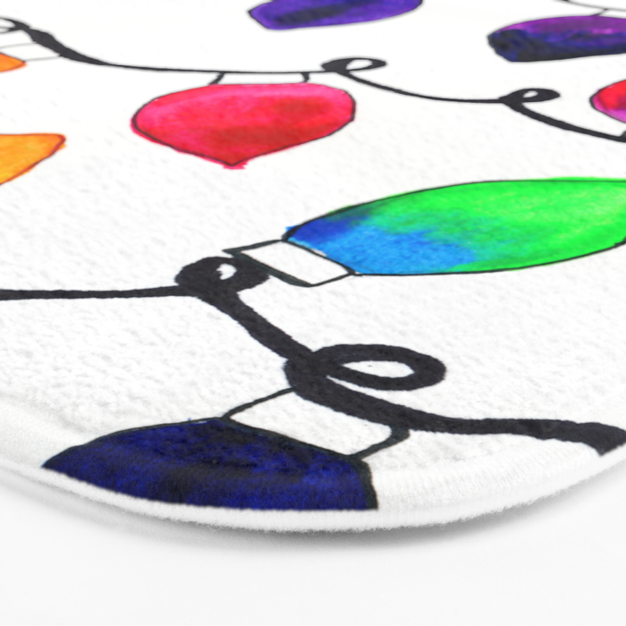 Colorful Christmas Holiday Light Bulbs Bath Mat Gallery Image 3