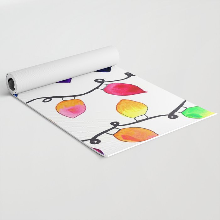 Colorful Christmas Holiday Light Bulbs Yoga Mat Gallery Image 2
