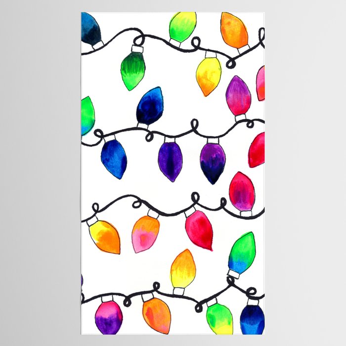 Colorful Christmas Holiday Light Bulbs Tablecloth Gallery Image 2