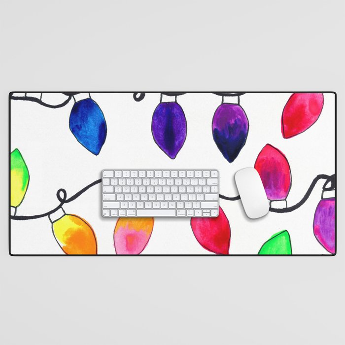 Colorful Christmas Holiday Light Bulbs Desk Mat Gallery Image 1