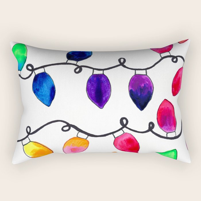 Colorful Christmas Holiday Light Bulbs Rectangular Pillow Gallery Image 2