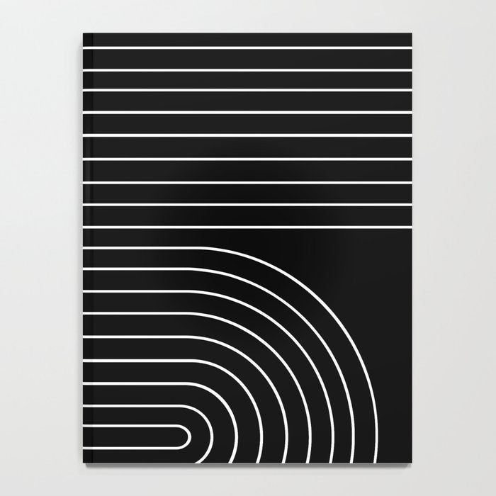 Minimal Line Curvature II Black and White Mid Century Modern Arch Abstract Notebook Gallery Image 4
