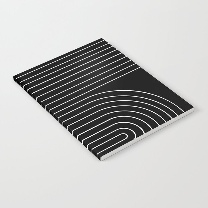 Minimal Line Curvature II Black and White Mid Century Modern Arch Abstract Notebook Gallery Image 2