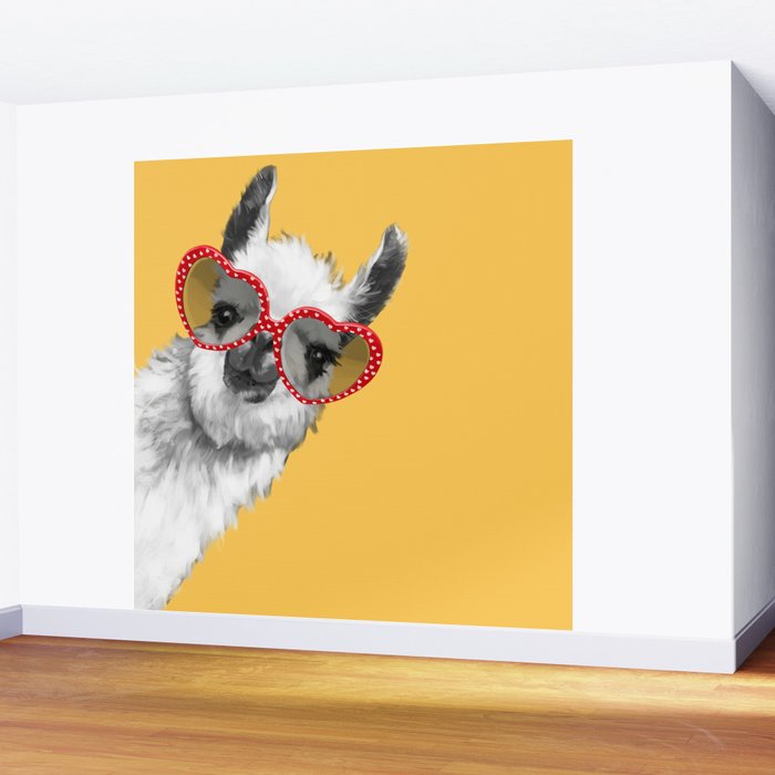 Fashion Hipster Llama with Glasses Wall Mural Gallery Image 2