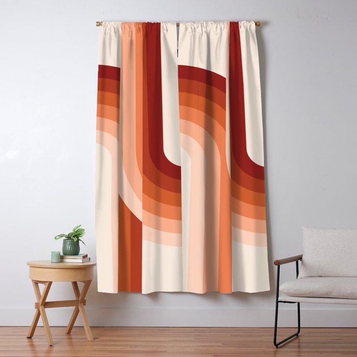Mid Century Modern Geometric 89 in Terracotta Shades (Rainbow Abstract) Window Curtain Gallery Image 1