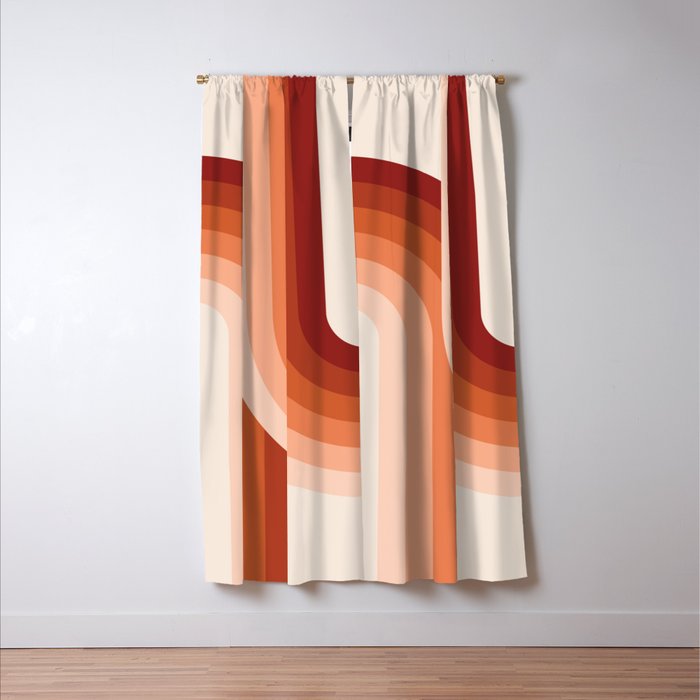 Mid Century Modern Geometric 89 in Terracotta Shades (Rainbow Abstract) Window Curtain Gallery Image 3
