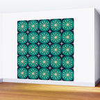 Mid Century Modern Atomic Dots and Stars Retro Pattern in Mid Mod Teal Turquoise Navy Blue Beige Wall Mural Gallery Image 2
