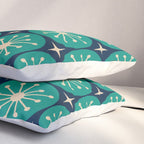 Mid Century Modern Atomic Dots and Stars Retro Pattern in Mid Mod Teal Turquoise Navy Blue Beige Pillow Sham Gallery Image 3