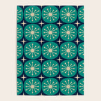 Mid Century Modern Atomic Dots and Stars Retro Pattern in Mid Mod Teal Turquoise Navy Blue Beige Poster Gallery Image 4