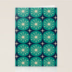 Mid Century Modern Atomic Dots and Stars Retro Pattern in Mid Mod Teal Turquoise Navy Blue Beige Stationery Card Gallery Image 2