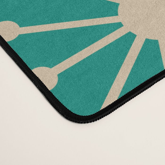 Mid Century Modern Atomic Dots and Stars Retro Pattern in Mid Mod Teal Turquoise Navy Blue Beige Desk Mat Gallery Image 4