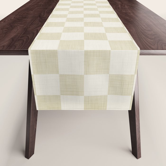 Linen Check Pattern - Mocha Brown Table Runner Gallery Image 1
