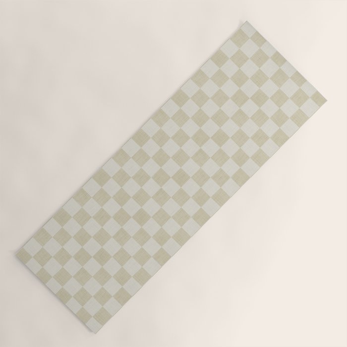 Linen Check Pattern - Mocha Brown Yoga Mat Gallery Image 1