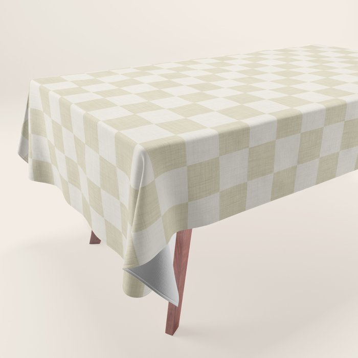 Linen Check Pattern - Mocha Brown Tablecloth Gallery Image 1