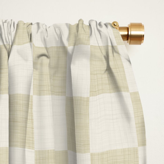 Linen Check Pattern - Mocha Brown Window Curtain Gallery Image 2
