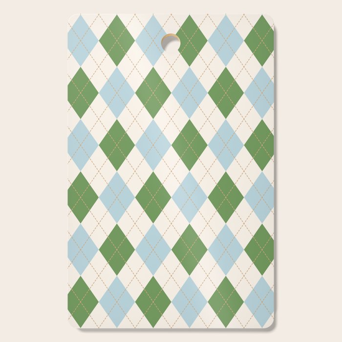 Green and Blue Argyle Plaid Cutting Board Gallery Image 1