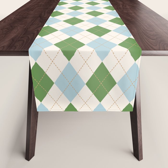 Green and Blue Argyle Plaid Table Runner Gallery Image 1