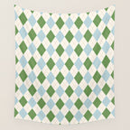 Green and Blue Argyle Plaid Wall Tapestry Gallery Image 4