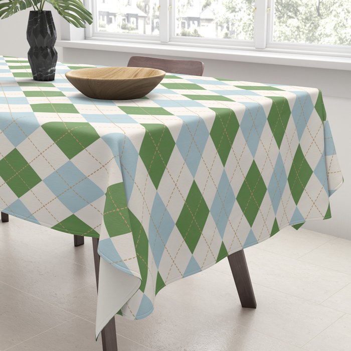 Green and Blue Argyle Plaid Tablecloth Gallery Image 3